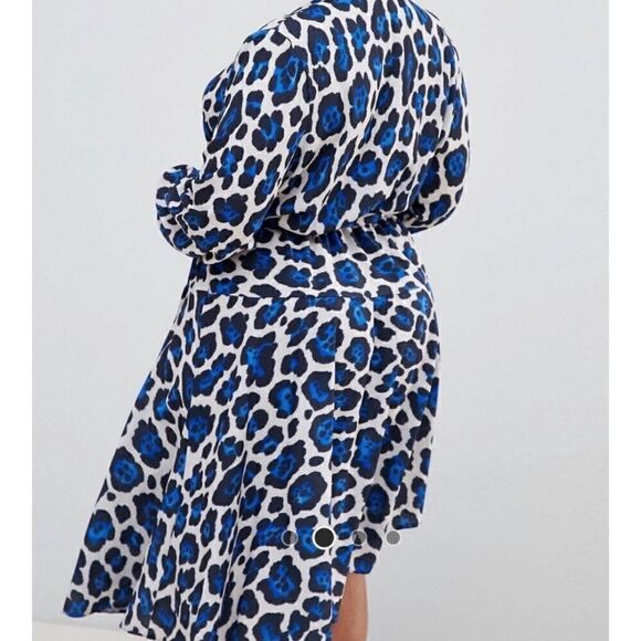 ASOS John Zack Long Sleeve Wrap Tie Waist Dress in Leopard Size 8 - Picture 4 of 15